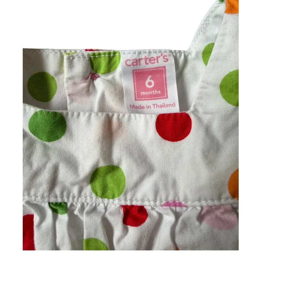 Carters Baby Girl Polka Dot Dress White Multi Color Flutter Sleeve Ruffle 6M